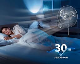 Ventilator Staand – Statiefventilator – Vloerventilator – 50 CM - 90° Oscillatie – 3 Ventilatorbladen – Stille Werking – Verzwaarde Voet - 60W — thumbnail 5