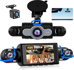 SnelShoppen - SIXTOP 4 camera's dashcam 360° rondomzicht auto DVR - 1080P Full HD, 3 inch IPS-display, nachtzicht, bewegingsdetectie, loop-opname & ac — thumbnail 1