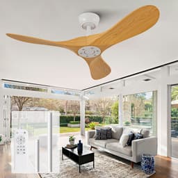 Plafondventilator 42 inch zonder verlichting - Met afstandsbediening - 6 snelheden - Omkeerbare DC-motor - 3 ABS-bladen - Geschikt voor slaapkamer en eetkamer — thumbnail 1
