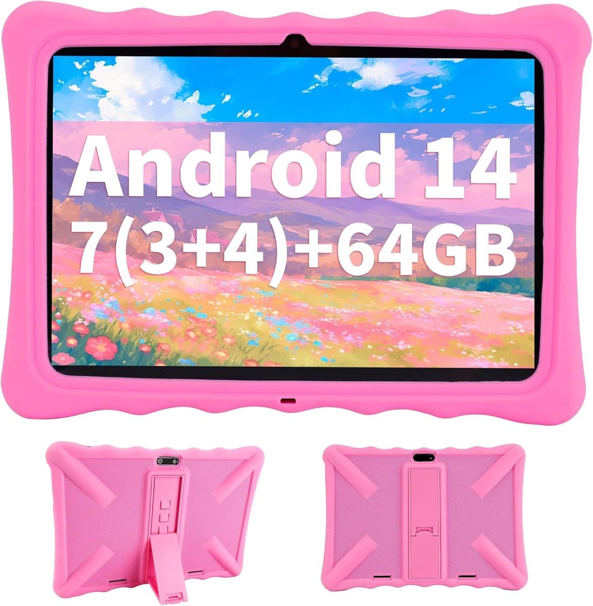 SnelShoppen - Veidoo Kids Tablet 10.1 inch - IPS Eye Care, 7GB RAM, 64GB ROM, Dual Camera, WiFi 6, Octa-Core, Kindertablet met Silicone Hoes - Perfect — afbeelding 1