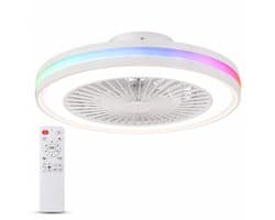 Plafondventilator met Verlichting 50 cm – Fluisterstil – Slimme RGB LED Lamp – App & Afstandsbediening – Google Home & Alexa – 6 Snelheden – Zomer & Winterstand