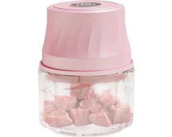 Elektrische Snijder - Mini Keukenmachine - Voedsel Bereiden - Draadloos Gemak - 350ml Capaciteit - Roze