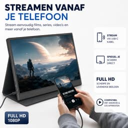 Leba Portable Monitor Full HD USB-C - 15.6 Inch Inclusief Hoes - Met Speakers - Plug en Play - Draagbare monitor - Draagbaar scherm - Draagbare monitor voor laptop - draagbaar scherm voor telefoon & console - portable beeldscherm - USB Monitor — thumbnail 3