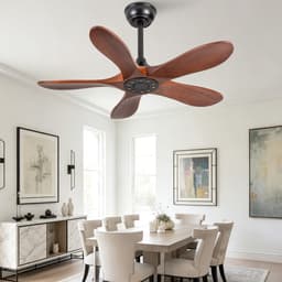 Plafondventilator 36 inch zonder verlichting - zes-snelheden omkeerbare ventilator - antidiefstalmodus - geheugenfunctie voor snelheid - vijf massief houten bladen - ideaal voor kleine appartementen, serres en patio's — thumbnail 5