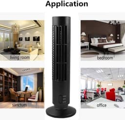 Torenventilator USB – Bladloze Tafelventilator – Stil – 2 Snelheden – 33 cm – Zwart — thumbnail 3