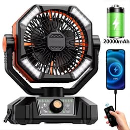 uJOY Ventilator - 8 instelbare ventilatorsnelheden - Automatische oscillatie - Powerbankfunctie - 4 LED-lampen - Kleur oranje — thumbnail 1