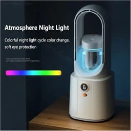Bladloze vernevelingsventilator, USB-voeding, stille werking, geschikt voor kantoren, slaapkamers, nachtlampjes en kamperen. Draagbare elektrische luchtbevochtiger met comfortabele en gelijkmatige luchtstroom (wit, geen nevel). — thumbnail 3
