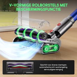 Hiaonyx steelstofzuiger - 9-in-1 steelstofzuiger draadloos - 75000pa - Met dierenborstel - LED Groene Stofdetectielamp - Geschikt voor Tapijten - Harde Vloeren en Dierenharen - 2-liter stofopvangbox - Blauw — thumbnail 5