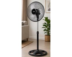 UFESA Montreal Statiefventilator ventilator – Krachtige Verkoeling | 50W | 40 cm | 3 Snelheden | Zwart