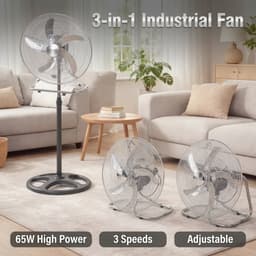 Umarko - 3-in-1 Stille Statiefventilator 65W Turbo - Hoogteverstelbaar - Wandmontage - 50 cm — thumbnail 2