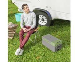 MEUNIQ mini koelkast 16,3L draagbare compressor koelbox met vriesfunctie -20 tot 20°C, 12/24V en 100-220V, ECO en MAX modus, voor auto, camping en boot, grijs