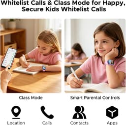 DOOGEE Anyscene S3 4G - GPS Horloge Kind - Smartwatch Kinderen - Video oproepen - Android OS - 1,72" inch HD Scherm - 2GB+16G - 900mAh - GPS/LBS/WiFi Locatie - Hartslag & Bloeddruk Monitor - IP68 Waterdicht - Geschikt voor iPhone en Android - Blauw — thumbnail 5