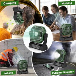 Campingventilator met LED Verlichting – Oplaadbare Tafelventilator – 10000mAh Accu – Afstandsbediening & 4 Snelheden — thumbnail 2