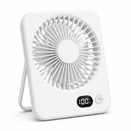 Oplaadbare USB-C Tafelventilator met LED Display, Vouwbaar en Stil, 180° Verstelbare Mini Ventilator voor Kantoor en Thuisgebruik, 2000mAh Accu - Wit — thumbnail 1