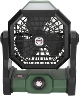 Draagbare buitenventilator met traploze snelheidsregeling, krachtige luchtstroom, campinglamp en 7800 mAh accu (voor picknick, vissen) — thumbnail 5