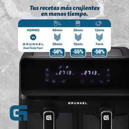 Airfryer met Dubbele Mand - Heteluchtfriteuse Dubbel - Gezond Koken - 8 Programma's - 8 Liter - Zwart — thumbnail 2