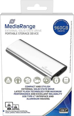 Externe SSD Schijf - Draagbare Opslag - Bestanden Overzetten - Snelle Gegevensoverdracht - 960 GB - Zilver — thumbnail 3