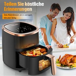 Heteluchtfriteuse - Airfryer Compact - Gezond Frituren - Kijkvenster - 34 Liter - Zwart — thumbnail 2