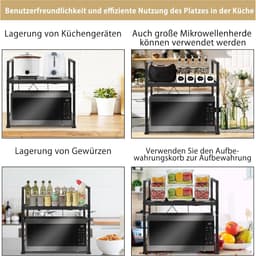 Microwave Rack 2 Stage - Stable Carbon Steel Microwave Stand for Kitchen Countertops — thumbnail 5