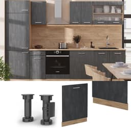 Vaatwasserfrontpaneel - Vaatwasfront Keukenpaneel - Keuken Integratie - R-Line Serie - 60 cm breed - Zwart beton — thumbnail 3