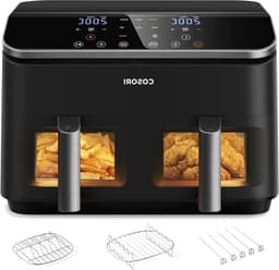 Heteluchtfriteuse Dubbele Kamer - Airfryer 8.5L - Gezond Frituren - Testwinnaar Stiftung Warentest - 8.5 Liter - Licht Zilver — thumbnail 1