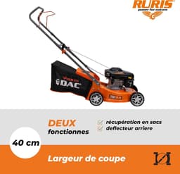 Thermische Grasmaaier - Benzine Grasmaaier - Gazon Onderhoud - 40cm Maaibreedte - 45 liter opvangbak - Grijs — thumbnail 5