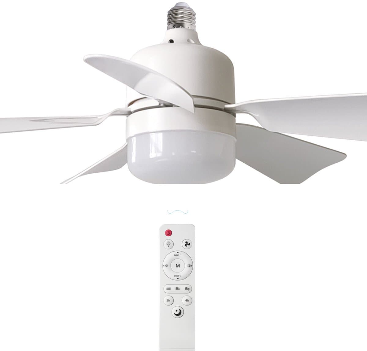 Plafondventilator met Licht - E27 30W LED Plafondlamp met Ventilator - Afstandsbediening - 3 Snelheden en 3 Kleurtemperaturen - Timing Functie - Modern Design voor Slaapkamer en Woonkamer - Wit — afbeelding 1