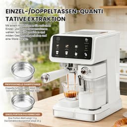 Zerova Espressomachine - Koffiemachines - Koffiezetapparaat - Alles-in-één Koffiezetapparaat - Automatisch Melkschuimsysteem - Wit — thumbnail 2