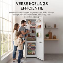 Koel-vriescombinatie - Koelkast met vriesvak - Grote keukenvoorraad - Omkeerbare deuren - 56 x 55 x 180 cm - Wit — thumbnail 3