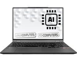 Linux laptop 15,3" MET LOKALE AI | AMD Ryzen 7 350 AI | 64GB DDR5 ram | 2 TB SSD | Linux naar keuze, Ubuntu, Linux Mint, Debian, QWERTY