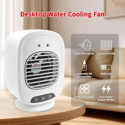 Mini-airconditioning, draagbaar, 280 ml, koelventilator met 3 standen ijsnevel & 4D stille technologie, type C oplaadbaar, 3 seconden snelle koeling voor kantoor, slaapkamer — thumbnail 2