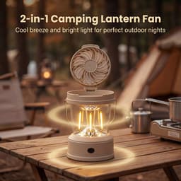 Draagbare LED-kampeerlantaarn met ventilator, 2-in-1 opvouwbaar ontwerp, 18x10 cm, elektrische kampeerlamp met ventilator, oplaadbare buitenlamp, heldere en efficiënte LED-verlichting, voor wandelen, tent, camper en reizen. — thumbnail 3