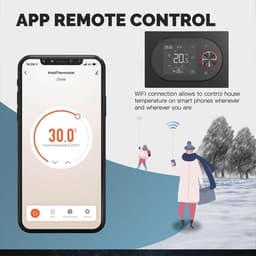 Slimme Thermostaat - Wifi Thermostaat - Klimaatregeling - App Bediening - 2-buis Systemen - Zwart Zilver — thumbnail 3