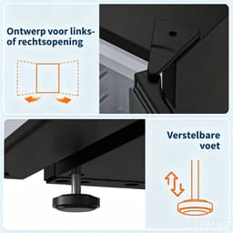 Stille minikoelkast van 45 l met roestvrijstalen voorkant – 5 temperatuurstanden (0–18 °C) – groentelade – ingebouwd vriesvak – ledverlichting – verstelbare voetjes – compact – energiezuinig [Energieklasse A] — thumbnail 2