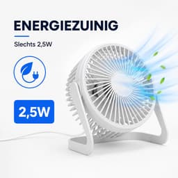 Bureau Ventilator - Mini Bureauventilator - Zuinige Tafelventilator - Kleine USB Ventilator - Kantelbare Statiefventilator - Compacte USB-C Tafelventilator - Fan Geluidloos - Bureau Airco - Desk Fan - Deskventilator - Wit - Silvergear — thumbnail 3