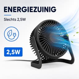 Bureau Ventilator - Zuinige Tafelventilator - Kleine USB Ventilator - Mini Bureauventilator - Kantelbare Statiefventilator - Compacte USB-C Fan - Tafelventilator Geluidloos - Bureau Airco - Desk Fan - Deskventilator - Zwart - Silvergear — thumbnail 3
