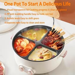 Elektrische Stoofpot - Multicooker 4 Vaks - Gelijk Koken - Dubbele Temperatuurzones - 6 Liter Capaciteit - Roestvrij Staal — thumbnail 3