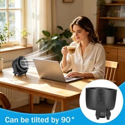 KZQ Zwarte Mini Bureauventilator Met Led Display En 3600 Mah Batterij 3 Snelheden Voor Slaapkamer Studentenhuis En Kantoor — thumbnail 3
