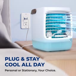 2.0 Verdampingsluchtkoeler voor de kamer - Mini draagbare verdampingskoeler met 4 snelheden en luchtbevochtiger | Persoonlijke koelunit voor binnen in de slaapkamer, thuiskantoor en op de camping | USB-oplaadbaar, eenvoudig te installeren — thumbnail 3