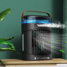 KZQ Draagbare Airco Met 3 Snelheden En 2 Miststanden - Snelle Koeling Met 600ml Watertank 2 4 6 8 Uur Timer En Led Verlichting - Mini verdampingskoeler Voor Slaapkamer Kantoor Kamperen Auto En Camper - Zwart — thumbnail 4