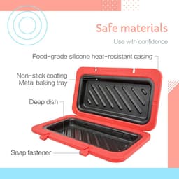 Sandwichmaker Magnetron - Kaassmelter Panini - Snel Ontbijt Maken - Geïntegreerde Verwarming - 45x12x45 cm - Rood — thumbnail 4