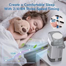 Aircooler met water of ijs-aircooler met koelelementen-verdampingskoele- 1000 ml draagbare airconditioner met afstandsbediening - Krachtige verdampingsairconditioner met 3 snelheden en 7 kleuren LED met timer- Grijs - 19 x 15,6 x 28,6 cm — thumbnail 3