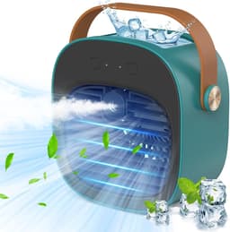 Draagbare airco – Oplaadbare mini-airco – Instelbaar in 3 snelheden – Stille tafelventilator – Persoonlijke luchtkoeler voor thuis, slaapkamer, reizen, kantoor en buitengebruik – Groen — thumbnail 1