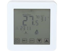 Digitale Thermostaat - Kamertemperatuur Regelaar - Energie Besparen - Programmeerbaar LCD Scherm - 86x86x27mm - Wit