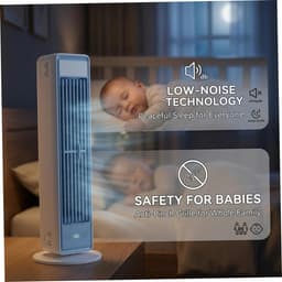 Novendo Goods - Kleine Torenventilator bladloos met luchtkoeling - 35 cm hoog - Stille ventilator met sterke luchtstroom voor kantoor en thuis - Draagbare aircooler — thumbnail 5