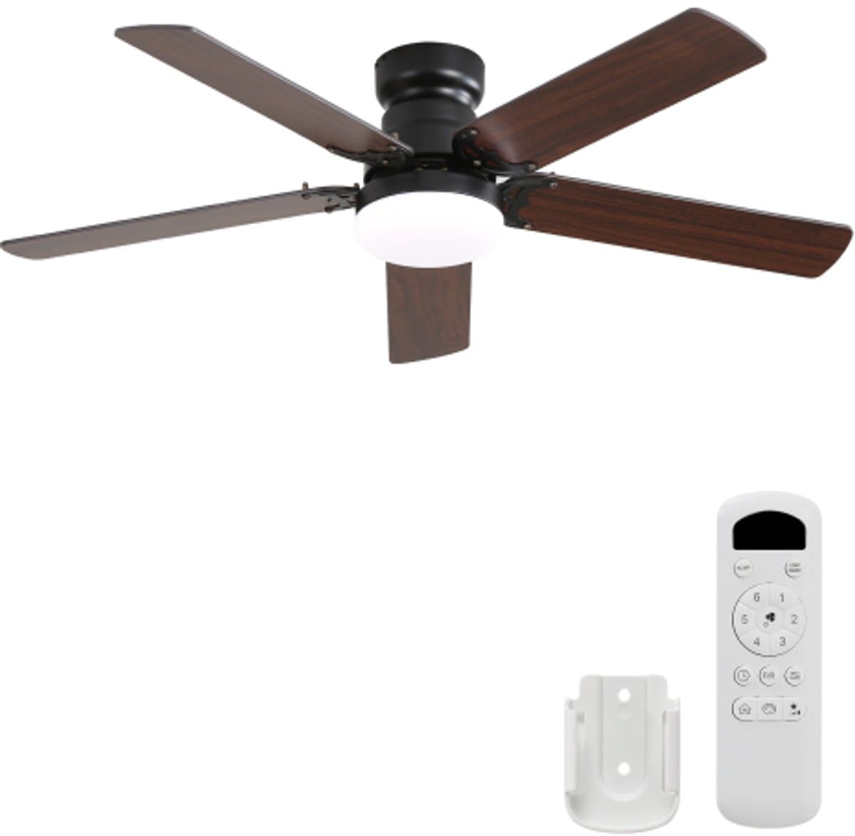 Flache Deckenventilator 106 cm met LED Verlichting en Afstandsbediening – DC Motor Stil 6 Snelheden Timer Lichtgeheugen Dimbaar 3000K–6000K Zwart — afbeelding 1