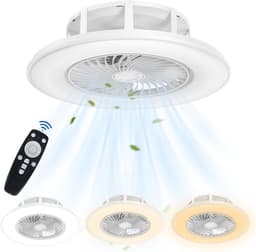 Plafondventilator met Verlichting - LED Dimbaar - 3 Lichtkleuren - 3 Snelheden - Met Afstandsbediening - Stille Ventilator Plafondlamp 56 cm — thumbnail 1
