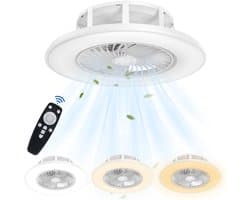 Plafondventilator met Verlichting - LED Dimbaar - 3 Lichtkleuren - 3 Snelheden - Met Afstandsbediening - Stille Ventilator Plafondlamp 56 cm