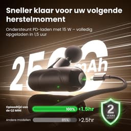 Mini Massage Gun - Massagepistool - Draagbaar - Voor Rug, Nek en Schouders - Krachtige Brushless Motor - USB-C Snelladen - Inclusief Reisetui - Zwart — thumbnail 3