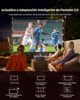 SnelShoppen - 4K-projector Draagbaar met 1200 ANSI, Netflix, Autofocus, Keystone, Wifi, Bluetooth, FHD 1080P, HDR10, WLAN voor Buiten, Zoom 50% - Thui — thumbnail 3